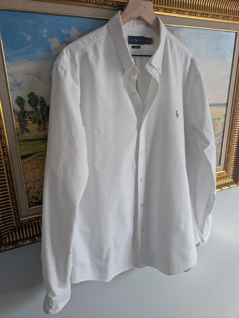Ralph Lauren White Button-Down Oxford Shirt with Embroidered Pony Logo - Picture 2 of 7